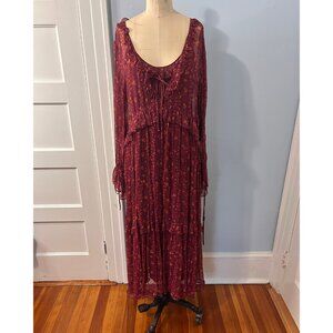 Sundance Floral Maxi Dress Size Medium Sheer Long Sleeve Boho